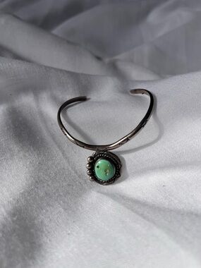 Vintage Sterling Silver Native American Made Turquoise Cuff Bracelet